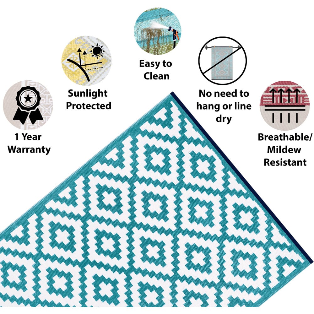 Green Decore Nirvana Teal Blue and White Outdoor Rug 240 x 300cm Image 5