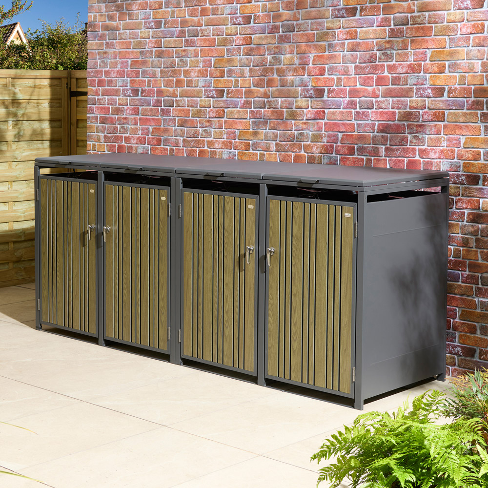 Rowlinson Wimbledon Oak 4 Wheelie Bin Store Image 3