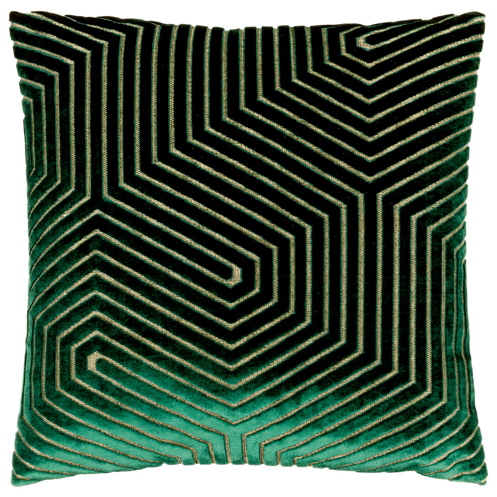 Paoletti Evoke Emerald Cut Velvet Cushion Image 1