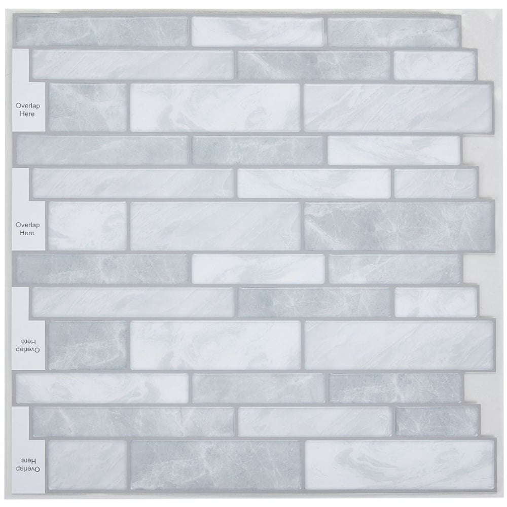 Living and Home Brick Effect Grey Self Adhesive Wall Tile Sticker 10 Pack Image 7