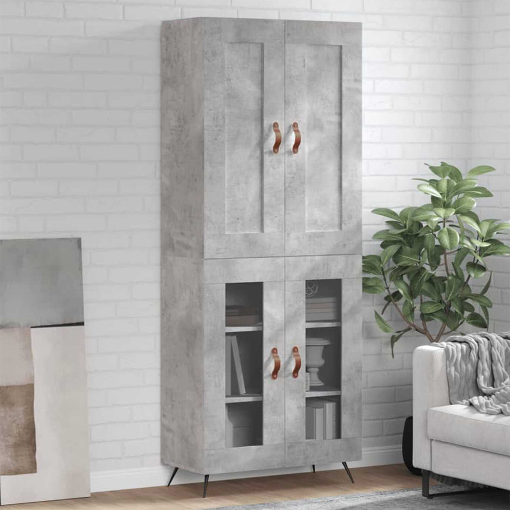 vidaXL 4 Door Concrete Grey Highboard Image 1