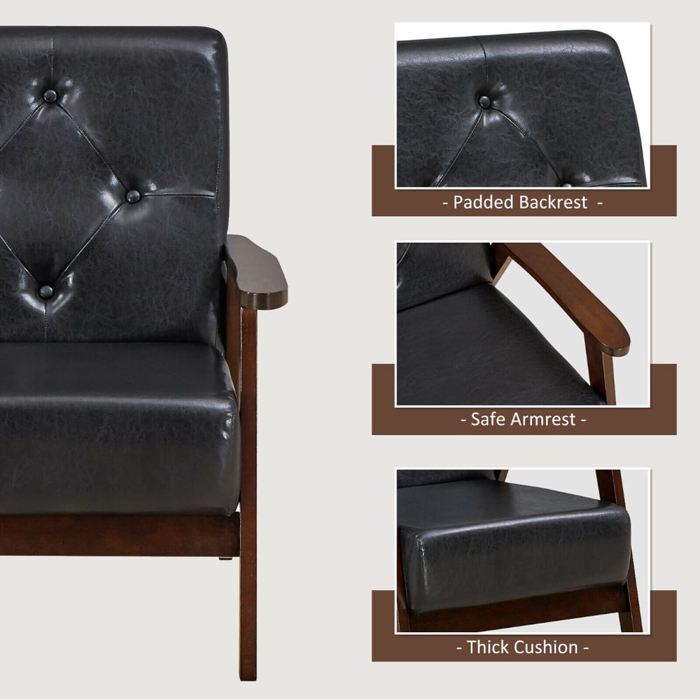 Costway Black PU Leather Accent Sofa Chair Image 6