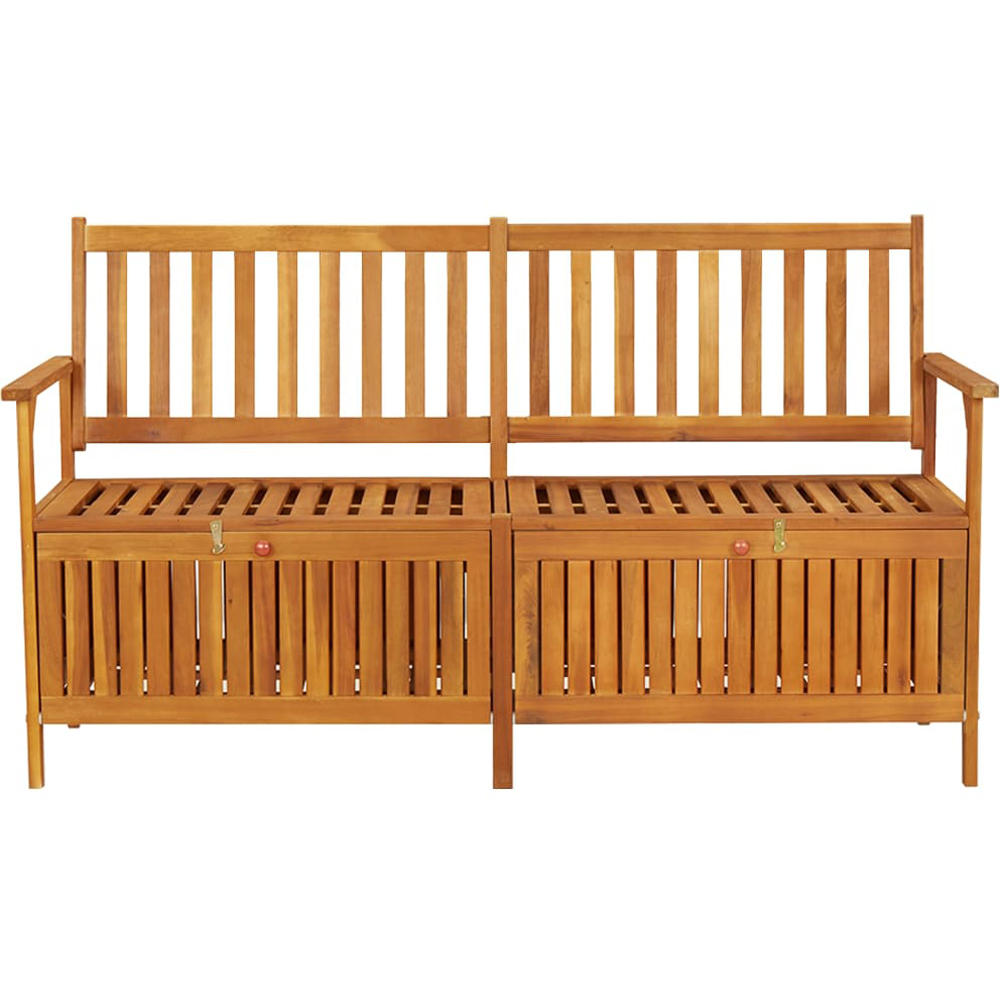 vidaXL 2 Seater Brown Solid Acacia Wood Garden Storage Bench Image 2