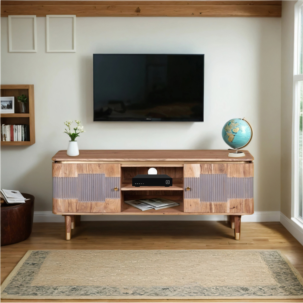 Brooklyn Wilton 2 Door 2 Shelf Acacia Wood TV unit Image 6