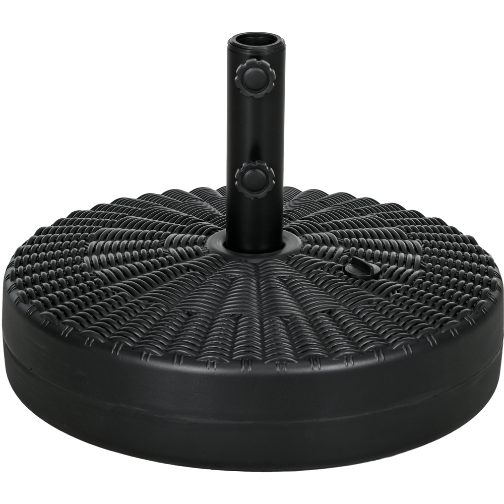 Outsunny Black Rattan Effect Round Parasol Base 29kg Image 1