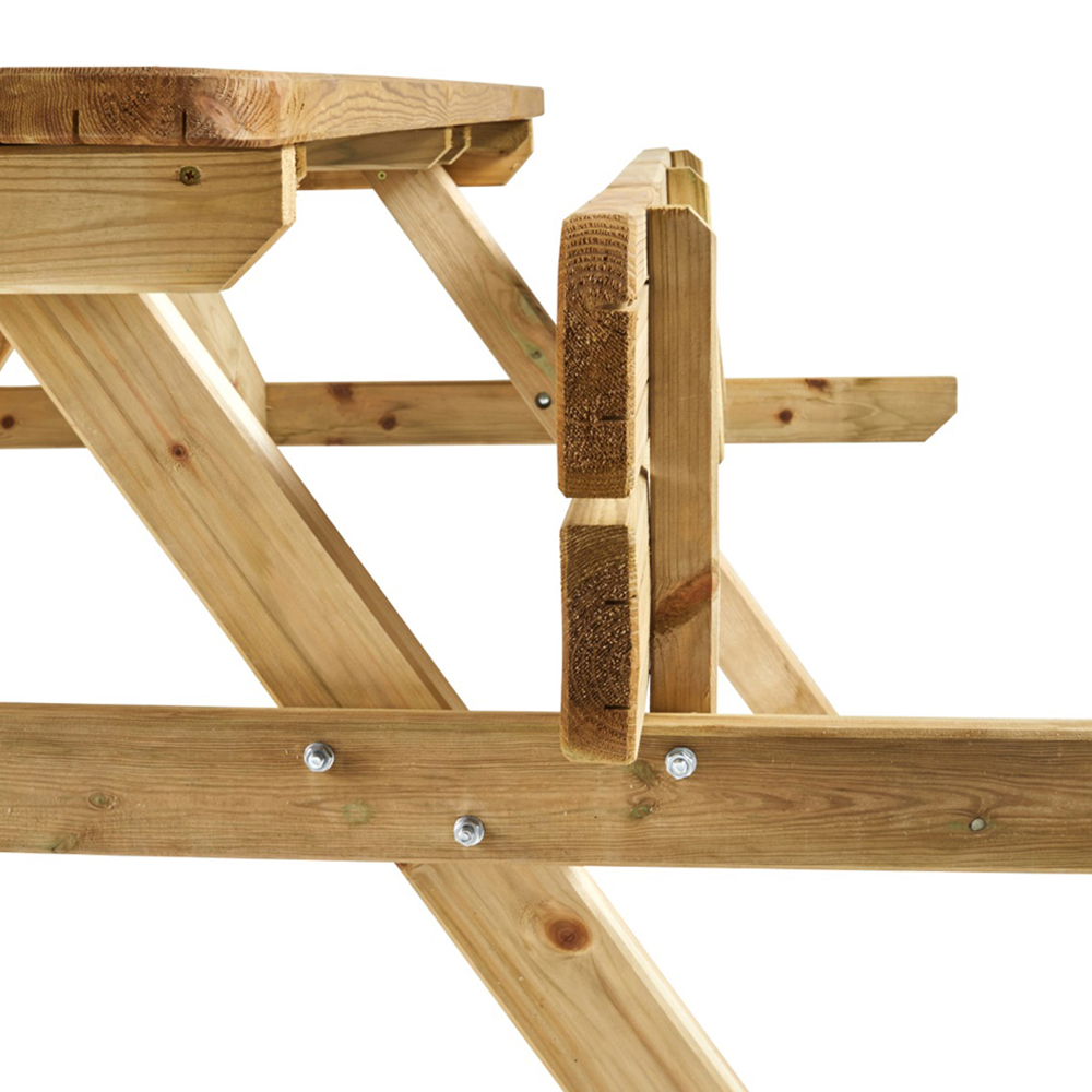Cerland Romane 6 Seater Wooden Picnic Table with 2 Foldable Benches Image 3