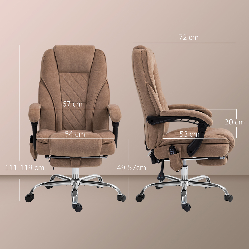 Vinsetto Brown Heated Reclining Massage Office Chair Image 9