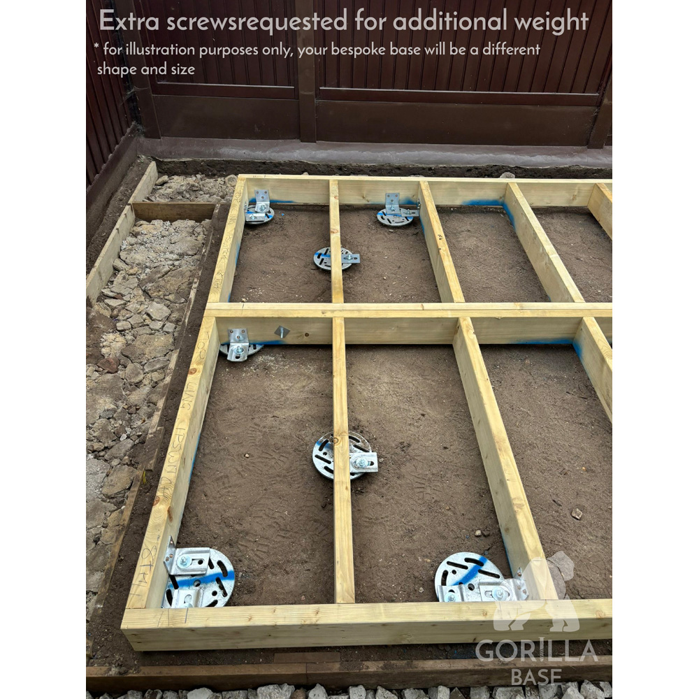 Shire Gorilla Base PRO B Bespoke Installed 73 to 90 sq ft Garden Building Base with Groundscrews Image 6