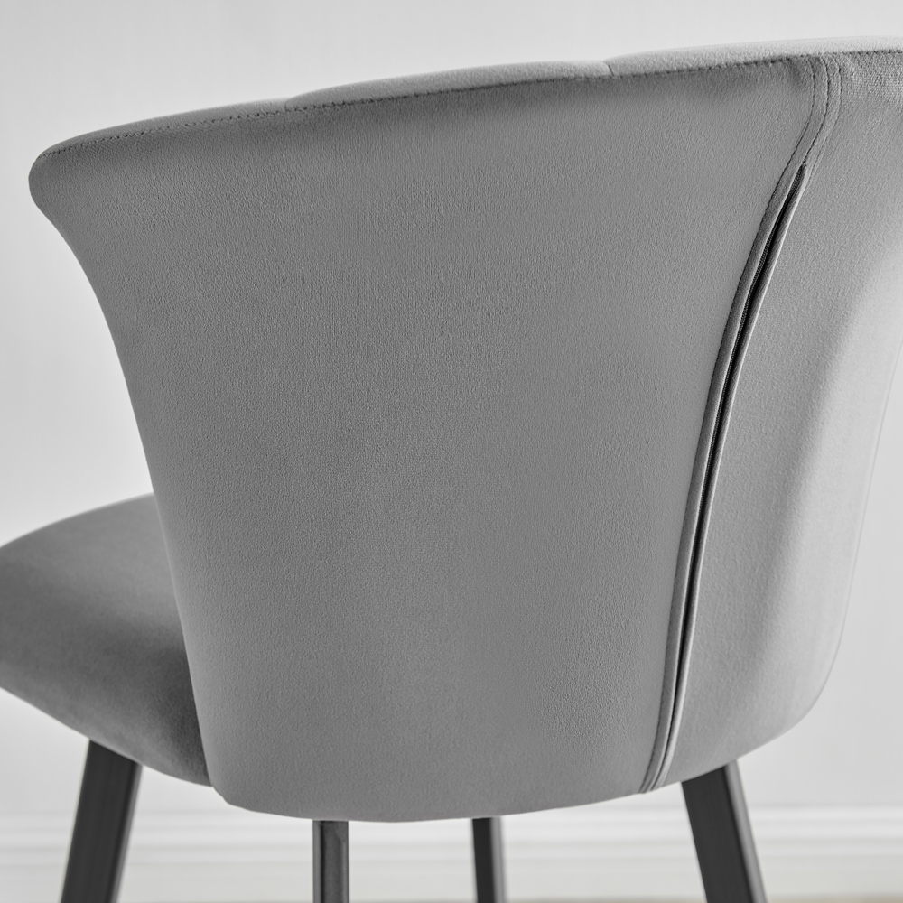 Furniturebox Hazel Grey and Black Velvet Bar Stool Set of 2 Image 4