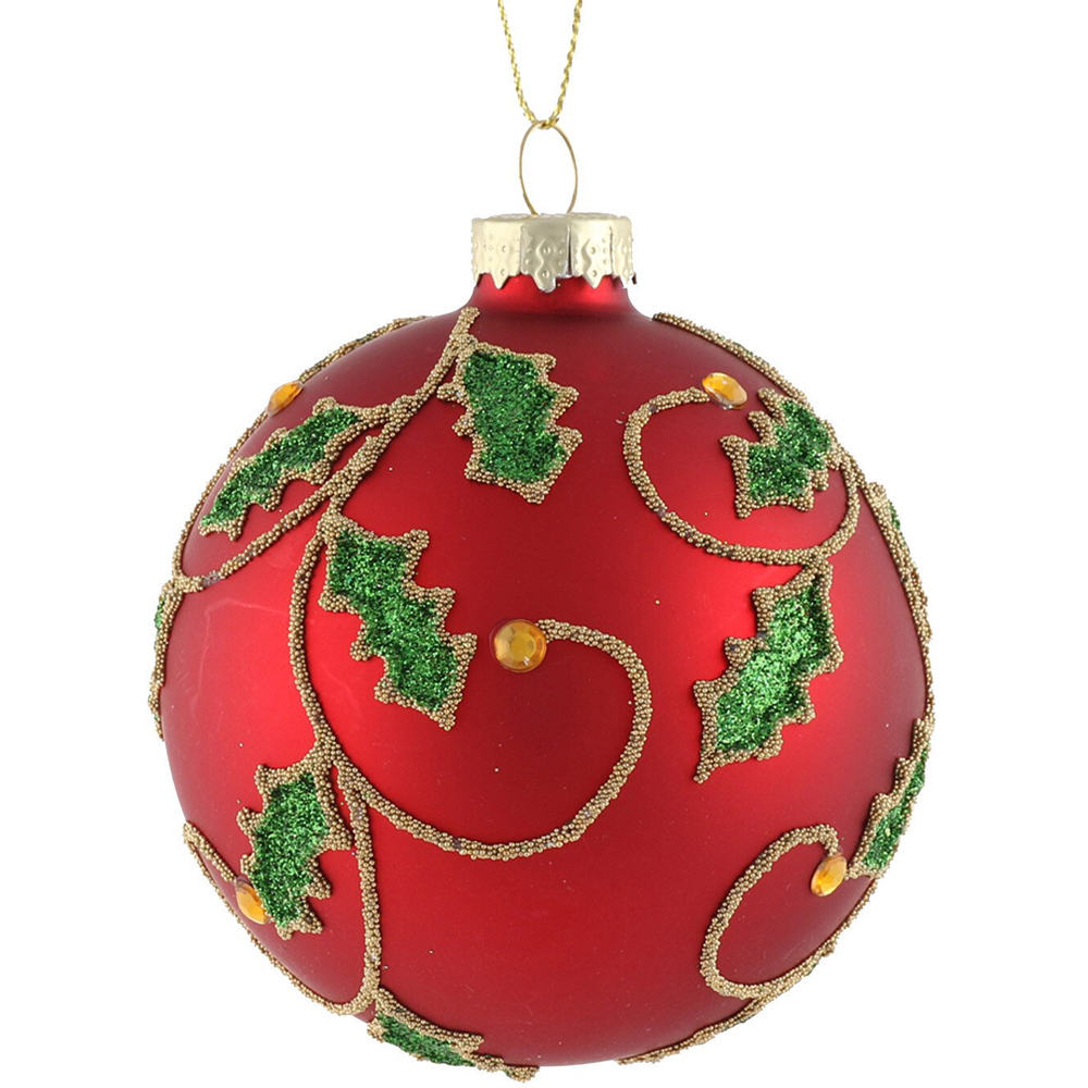 Matte Leaf Decorative Bauble Red - Red Image 3