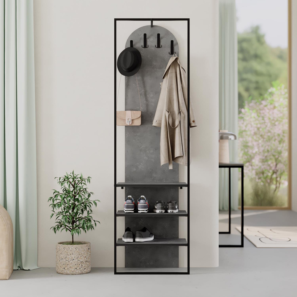 FWStyle Archy 3 Shelf White Hallway Coat and Shoe Storage Rack Image 2