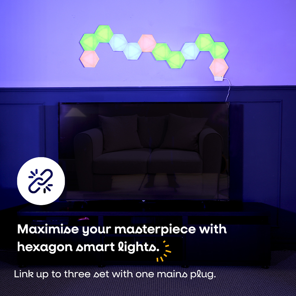 ValueLights Smart App-Control Music Sync Wall Gaming Hexagon Light Kit Image 3