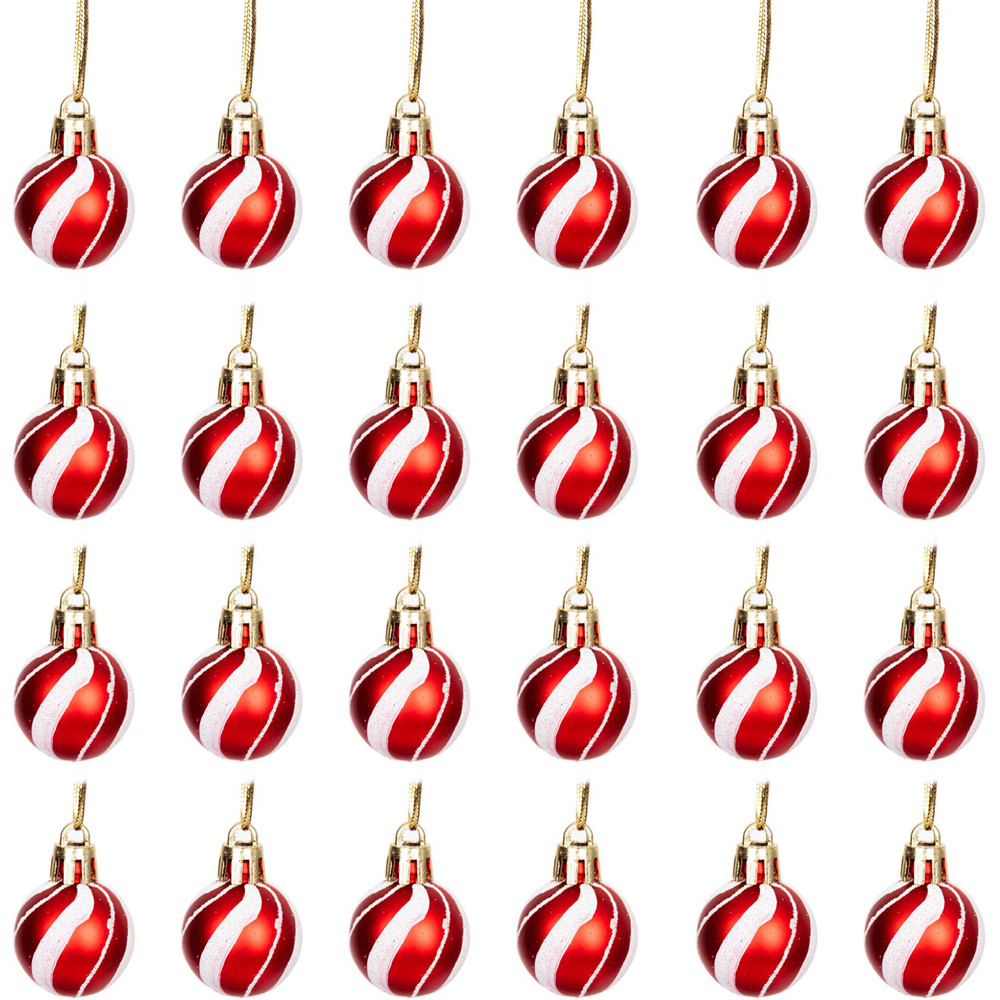 Shatchi Candy Stripe Christmas Bauble 12 Pack Image 2
