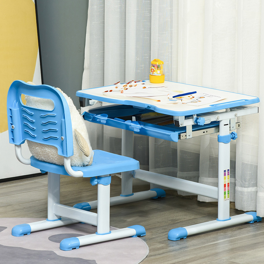 Playful Haven Blue Kids Desk and Chair Set Image 1