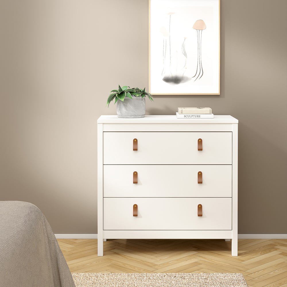 Florence Barcelona 3 Drawer White Chest of Drawers Image 5