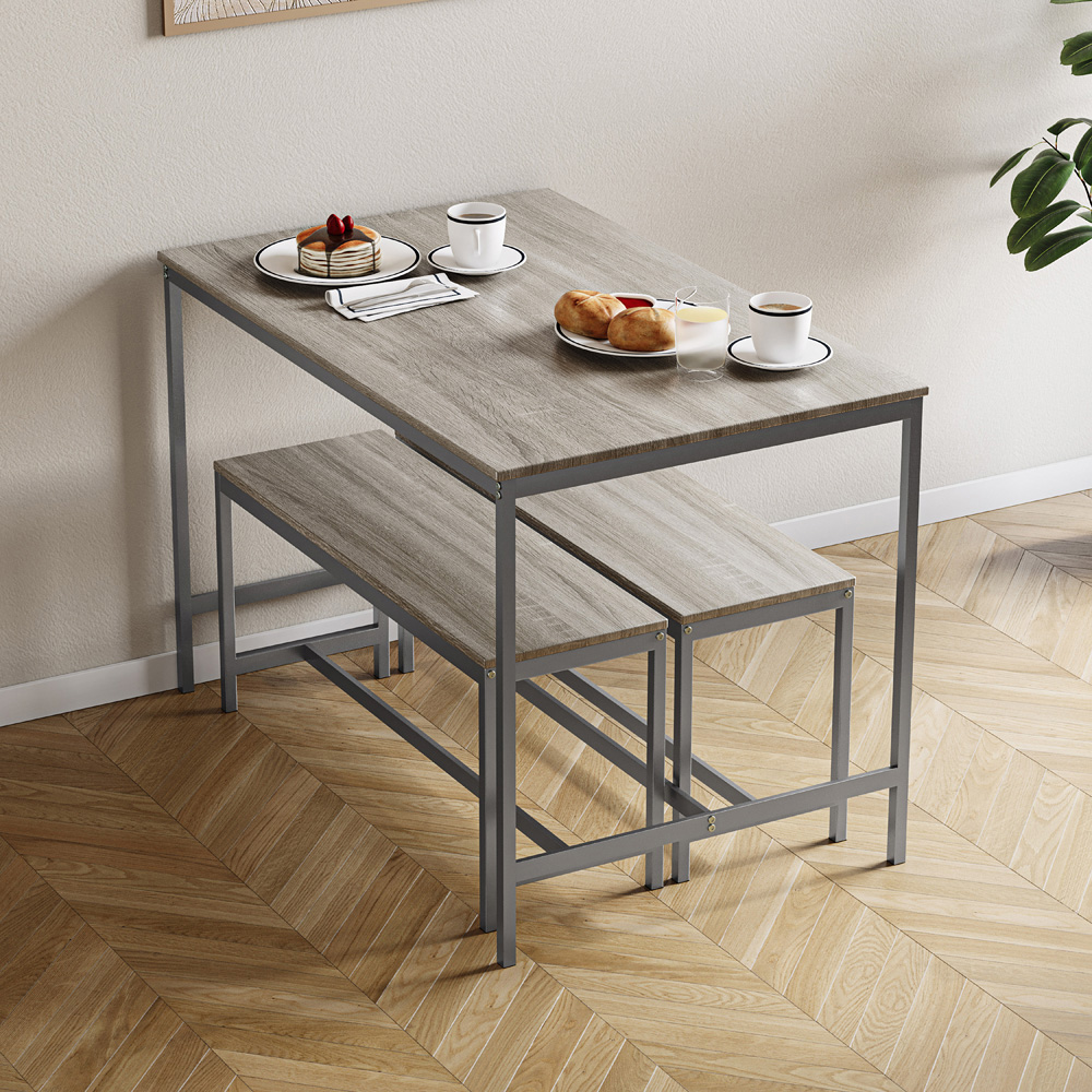 VIDA DESIGNS Roslyn 4 Seater Metal Frame Dining Bench Set Oak Image 4