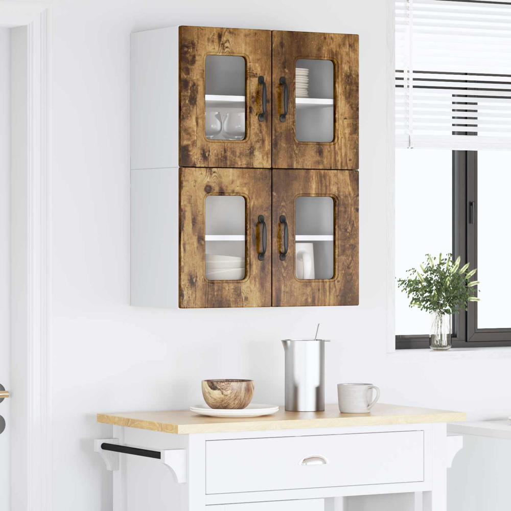 vidaXL Kalmar 2 Door Smoked Oak Wall Kitchen Cabinet 2 Pack Image 9
