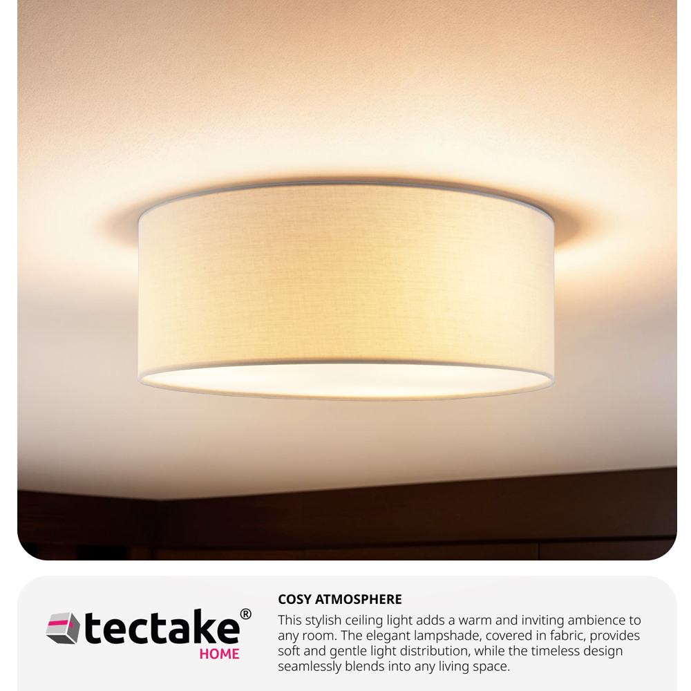 tectake White Linen Ceiling Lampshade Image 5