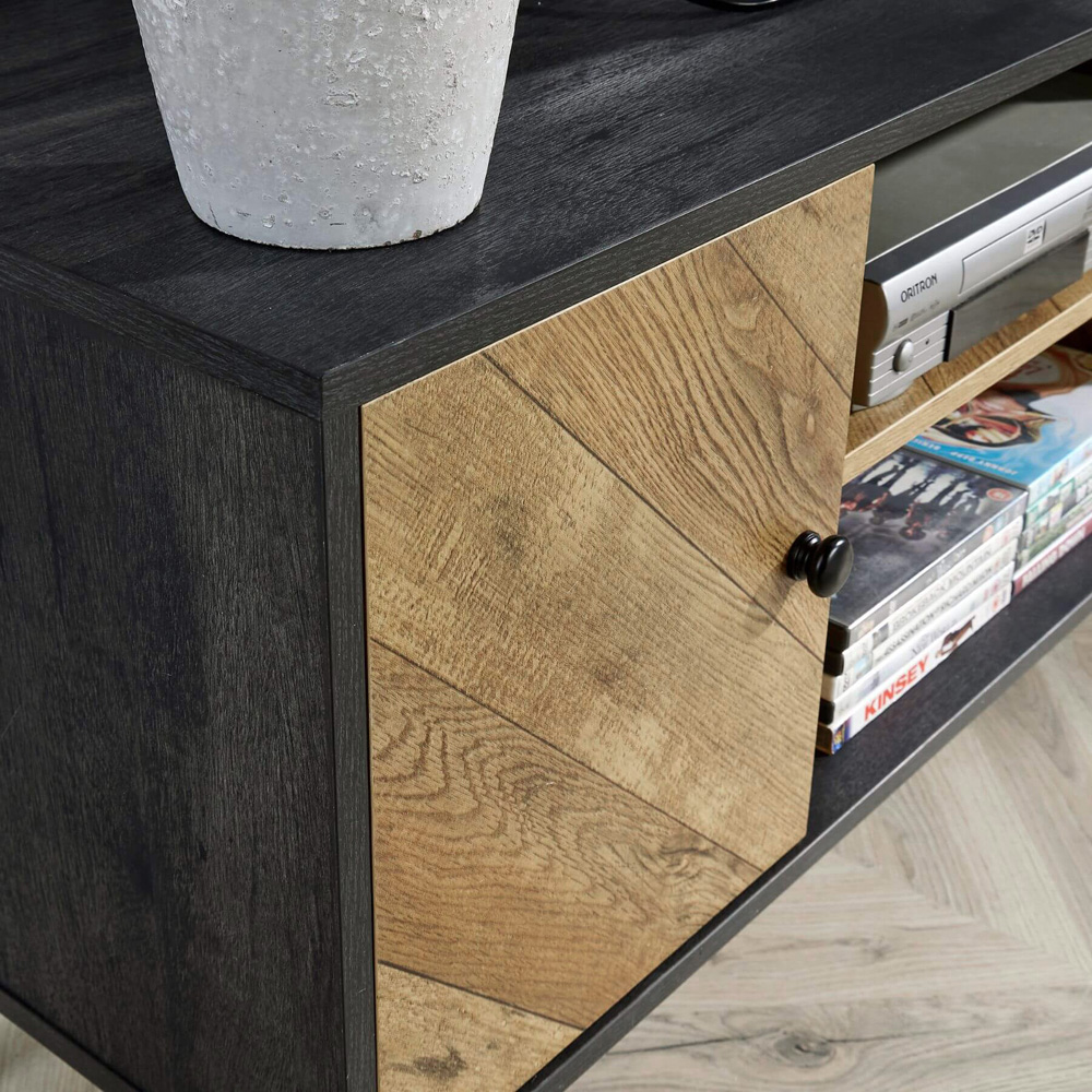 Home Source Dallas 2 Door 2 Shelf Black Frame TV Unit Image 3