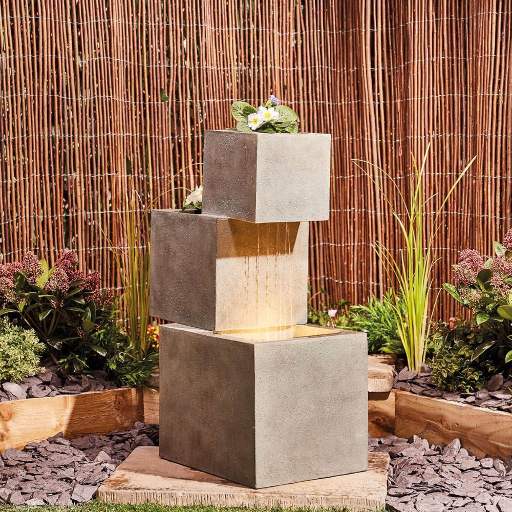 Serenity Cascade 3-Tier LED Water Feature with Planter Image 6