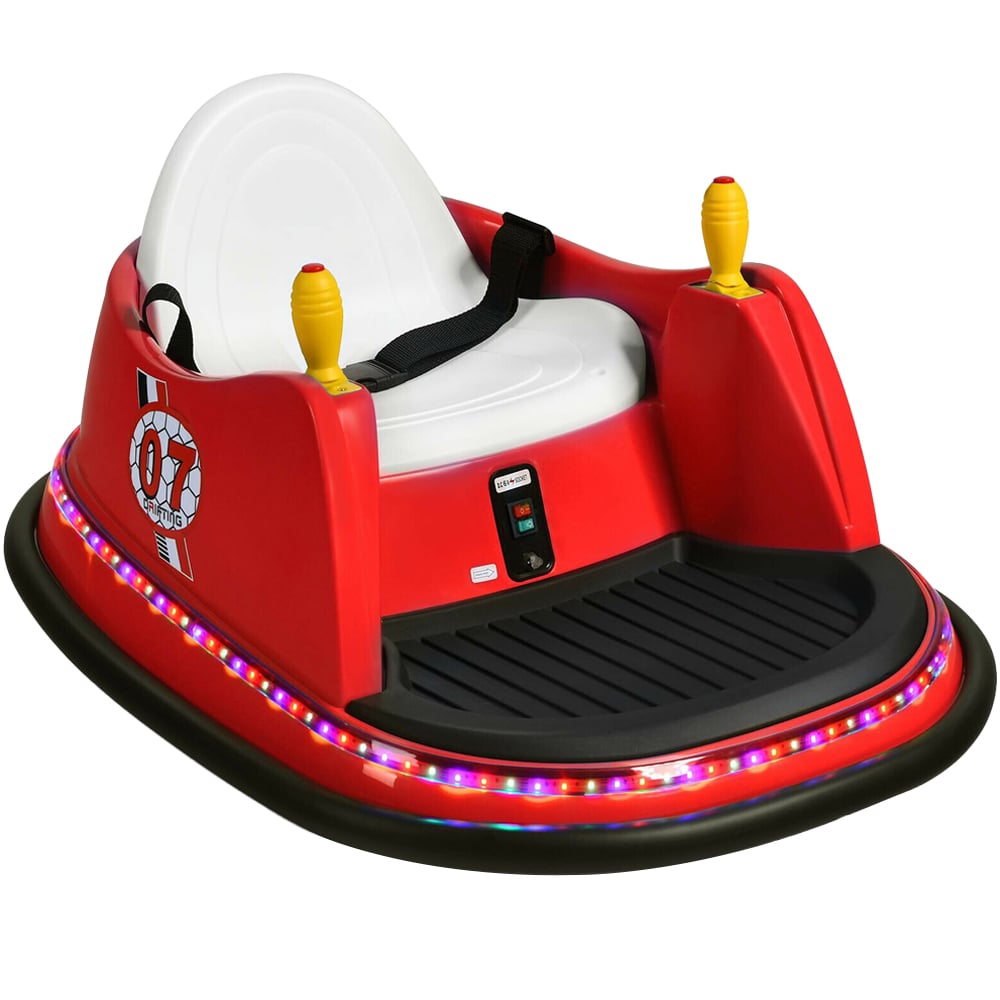 Costway Kids Red Ride On Bumper Car with Colourful Flashing Lights and Music 6V Image 1