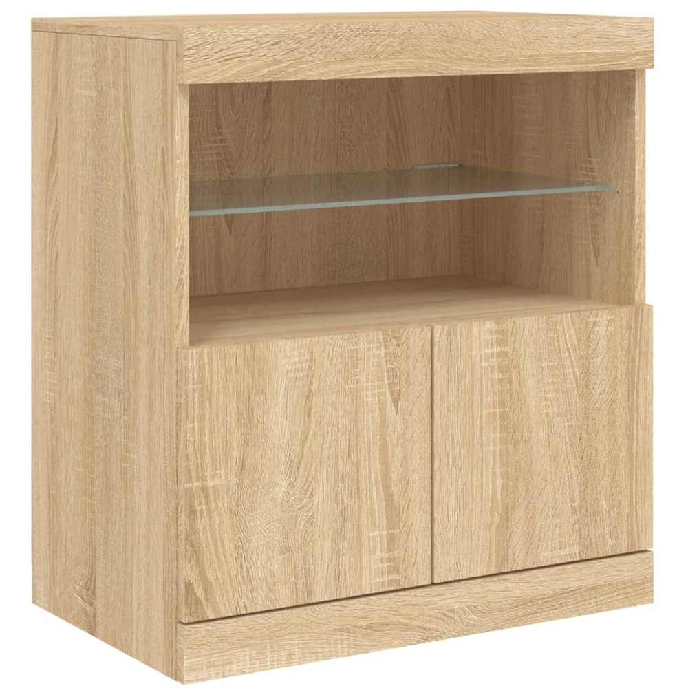 vidaXL 2 Door 2 Shelf Sonoma Oak LED Sideboard Image 2