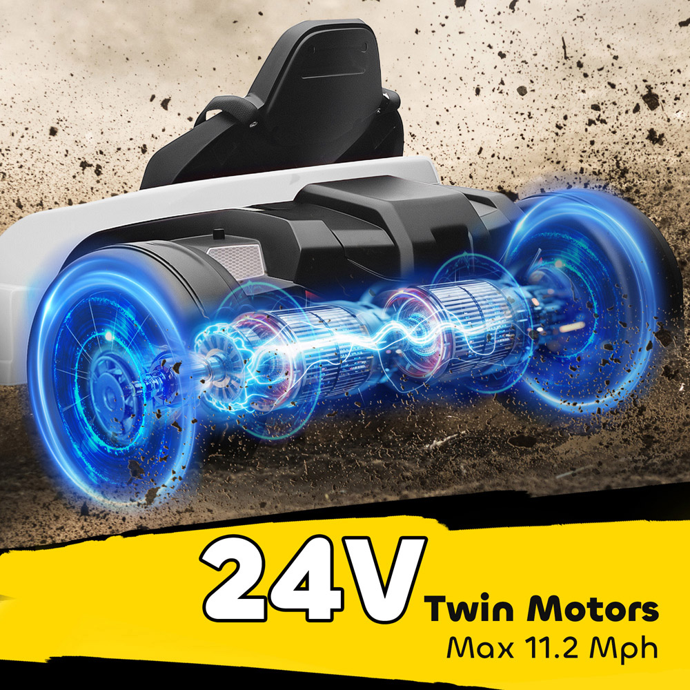 Tommy Toys AIYAPLAY Kids White Electric Ride One Go Kart with Drift Mode and Adjustable Seat 24V Image 4