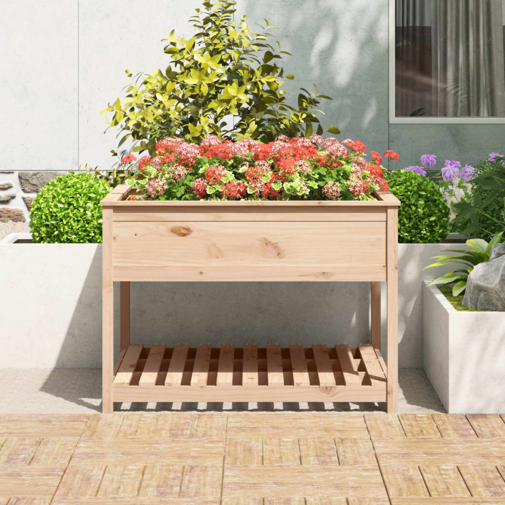 vidaXL Brown Pine Wood Raised Garden Bed 81 x 111.5 x 111.5cm Image 2