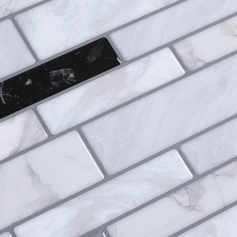 Living and Home Brick Effect White and Black Self Adhesive Wall Sticker 10 Pack Image 6