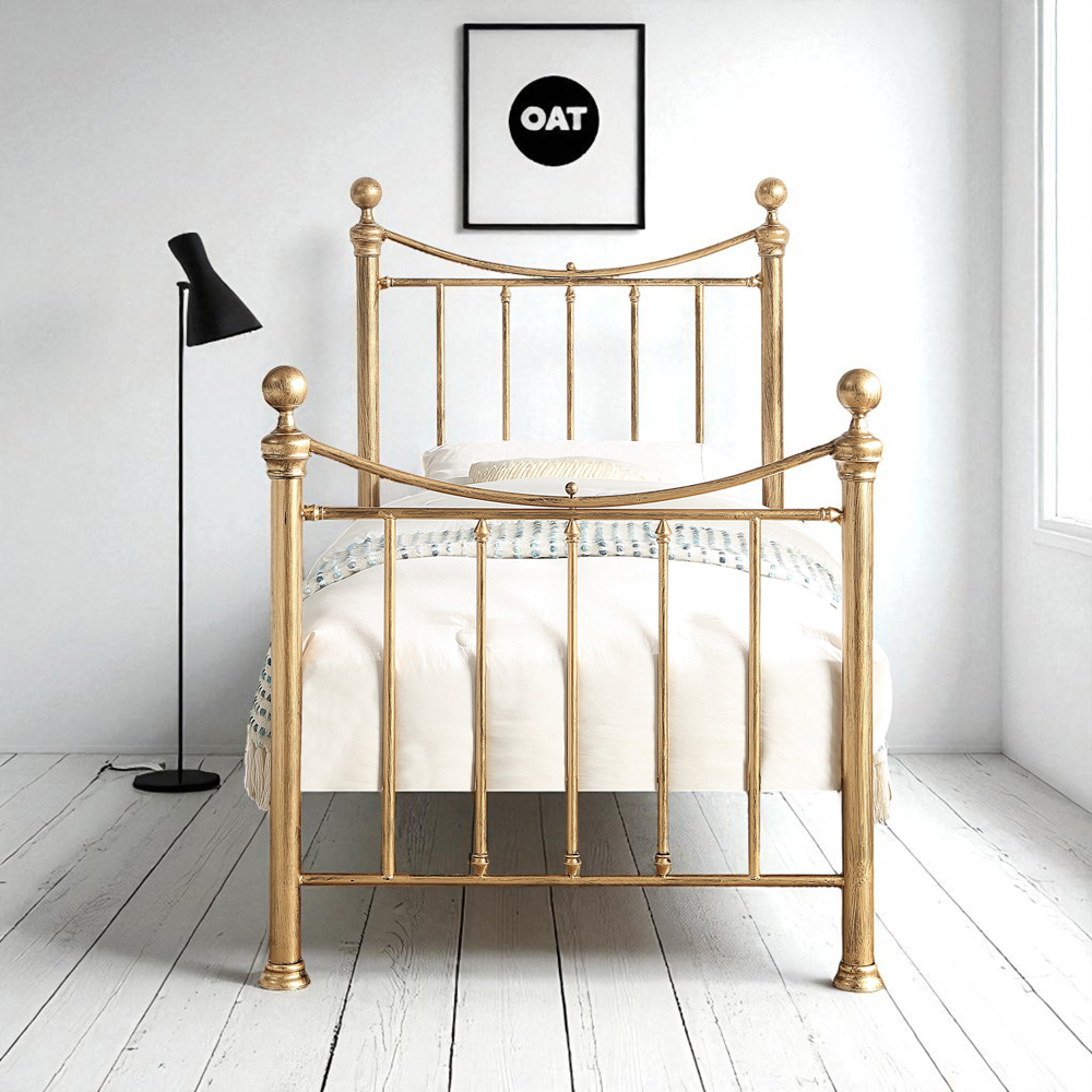 OAT Home Hampstead Single Antique Brass Effect and Black Guest Trundle Metal Bed Image 7
