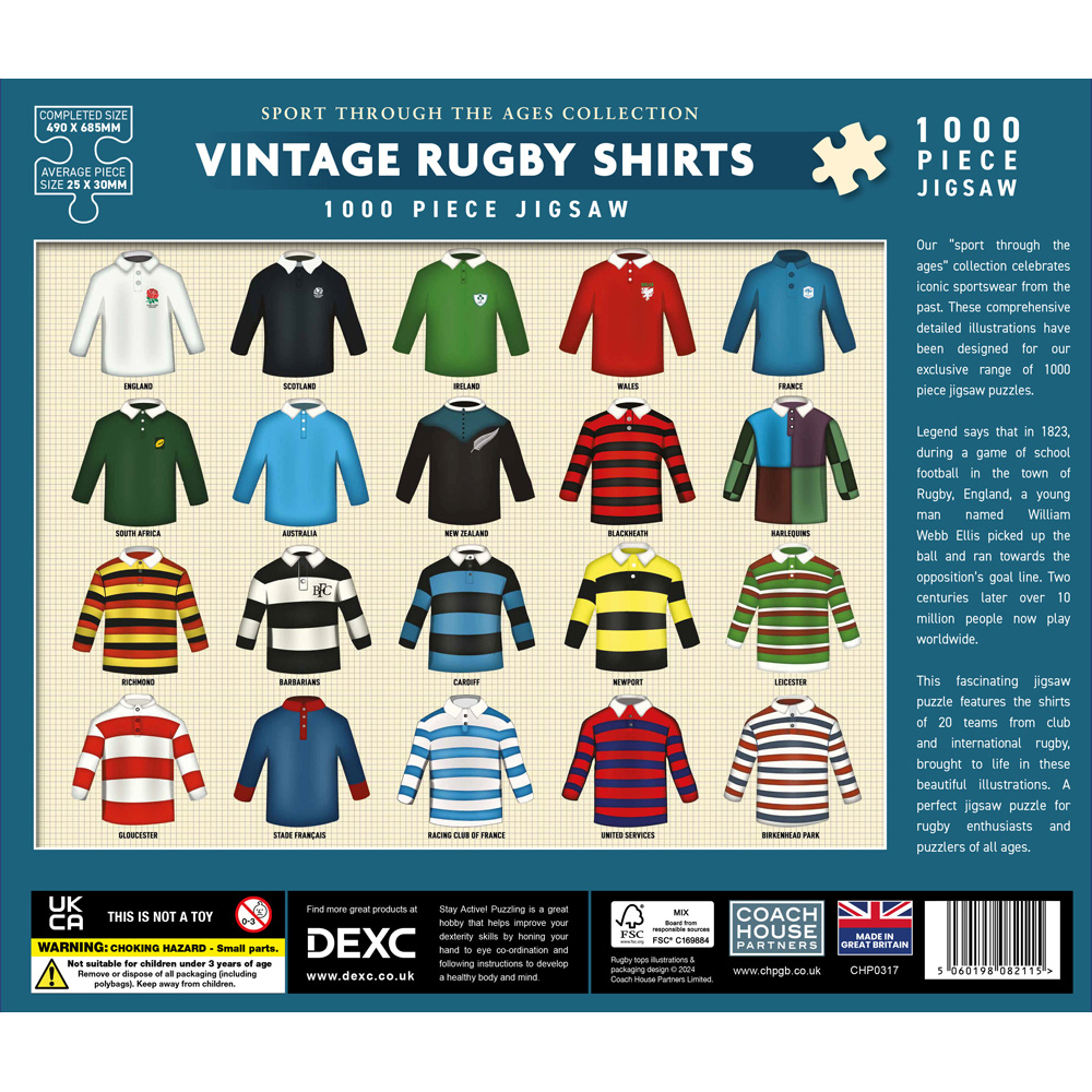 Vintage Rugby Shirts 1000 Piece Jigsaw Puzzle Image 2