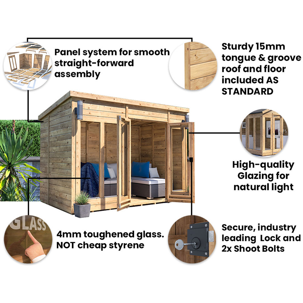 Dunster House RagePanda 10 x 6ft Modular Brown Superfelt Pent Summerhouse Image 5
