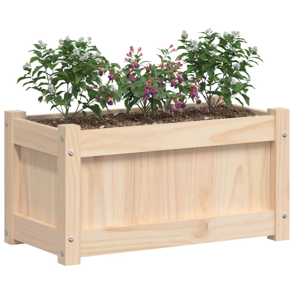 vidaXL Natural Solid Pine Wood Garden Planter 31 x 60 x 31cm 2 Pack Image 8