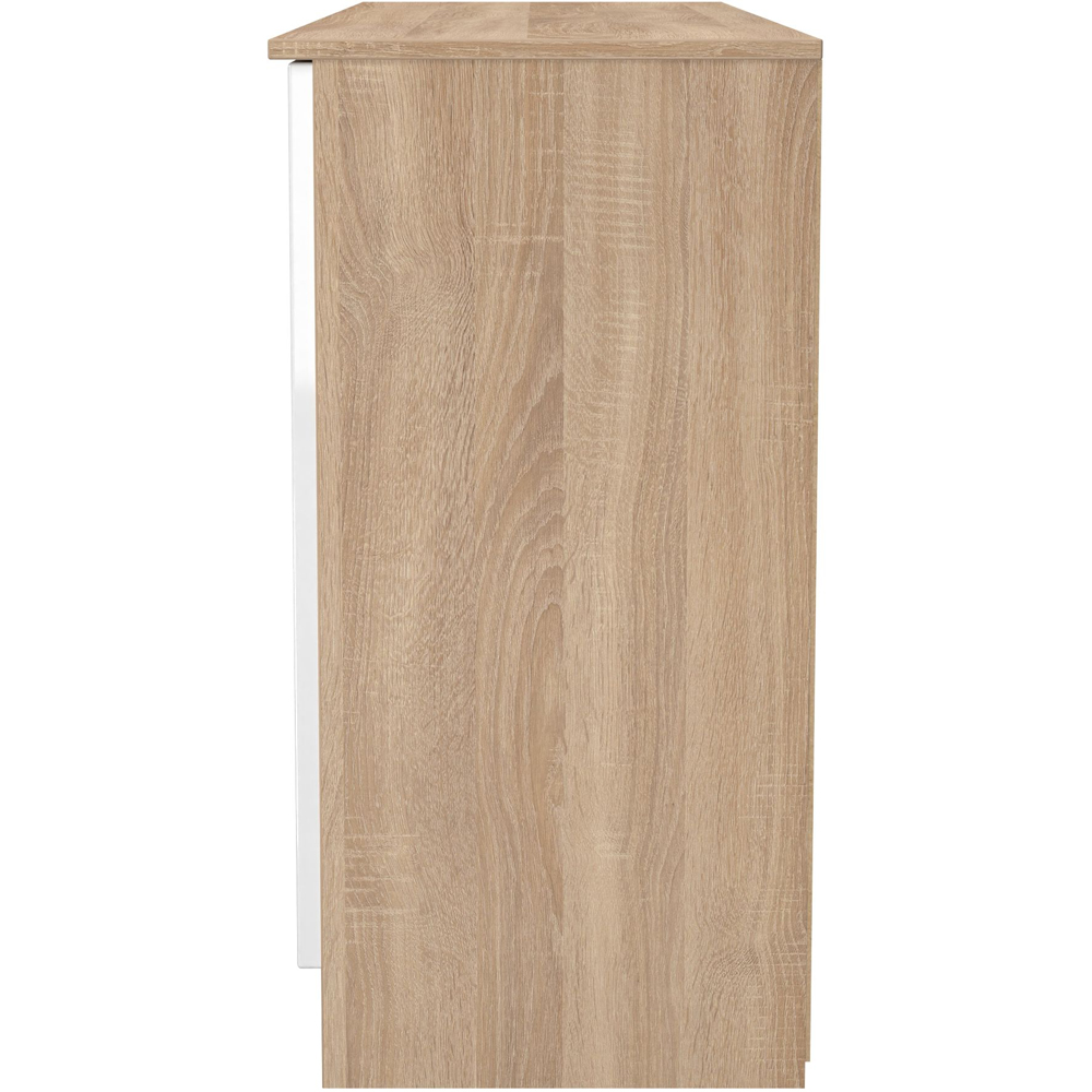 Crowndale Milan 4 Door Single Drawer White Gloss and Bardolino Oak Wide Sideboard Ready Assembled Image 3