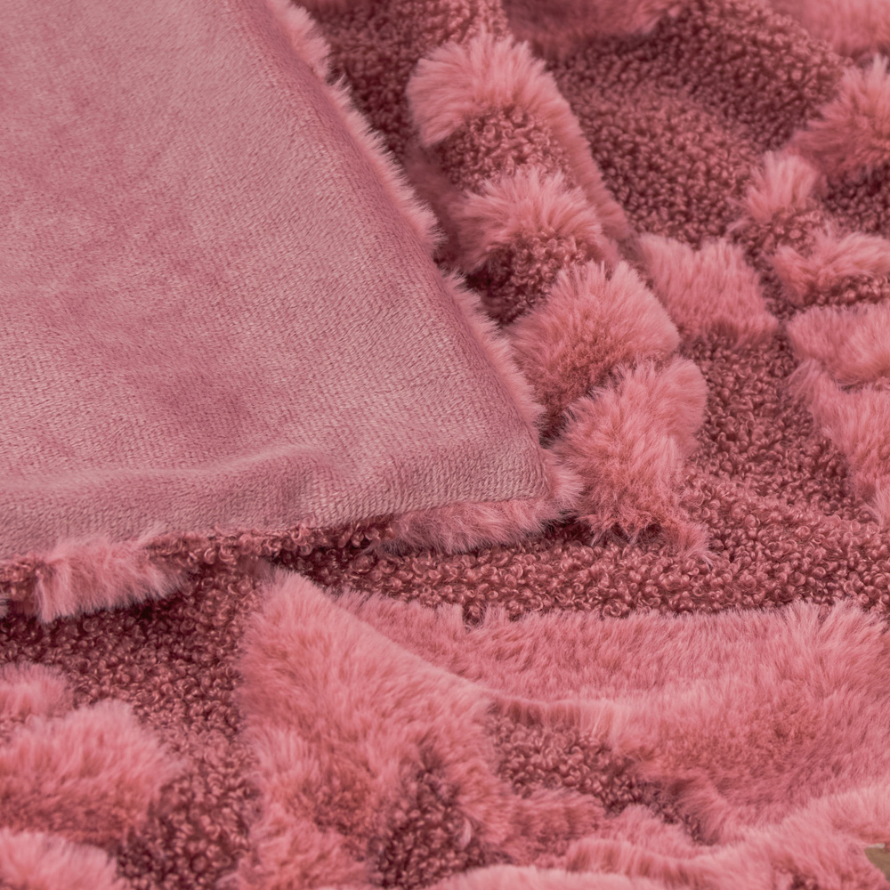 Furn Pink Fur Boucle Big Bows Reversible Throw 140 x 180cm Image 2
