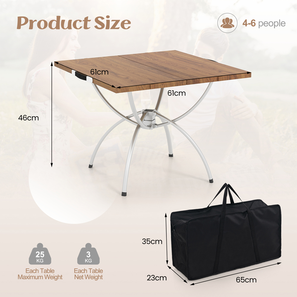 Costway Coffee Foldable and Extendable Picnic Table Image 9