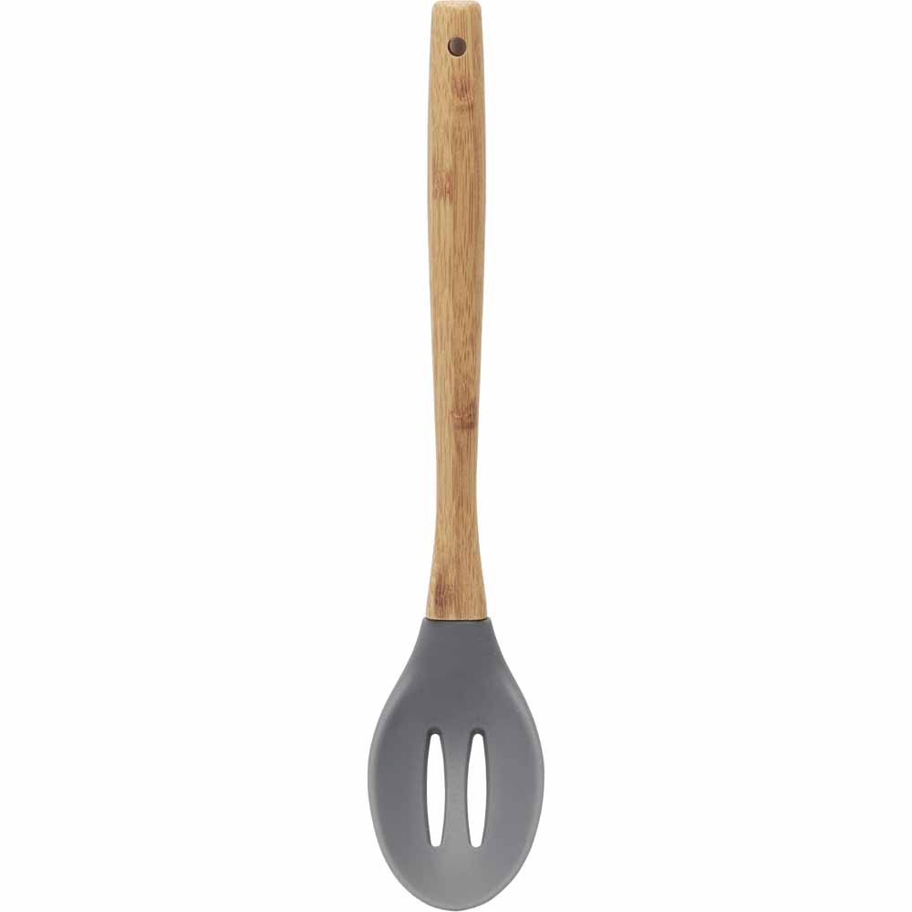 Wilko Silicone and Bamboo Slotted Spoon Image 1