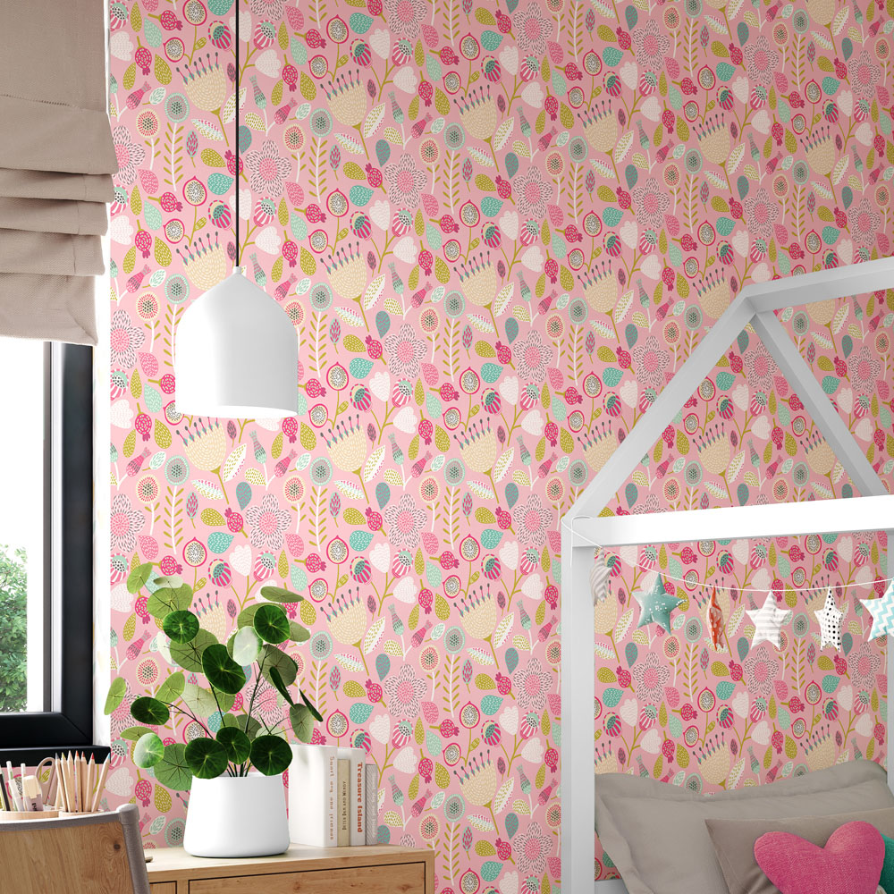 Hoopla Walls Peekaboo Folk Floral Dolly Mixtures Wallpaper Image 2