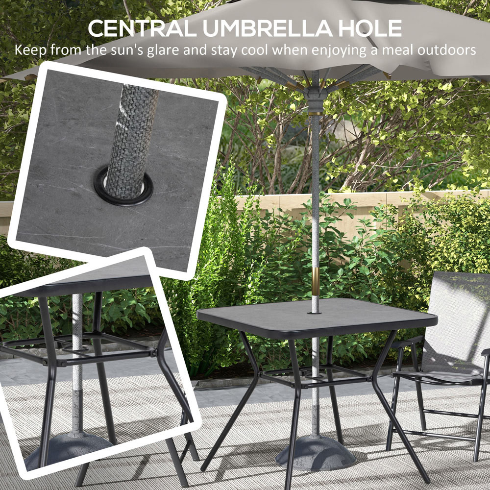 Outsunny Square Coffee Table with Umbrella Hole Image 6