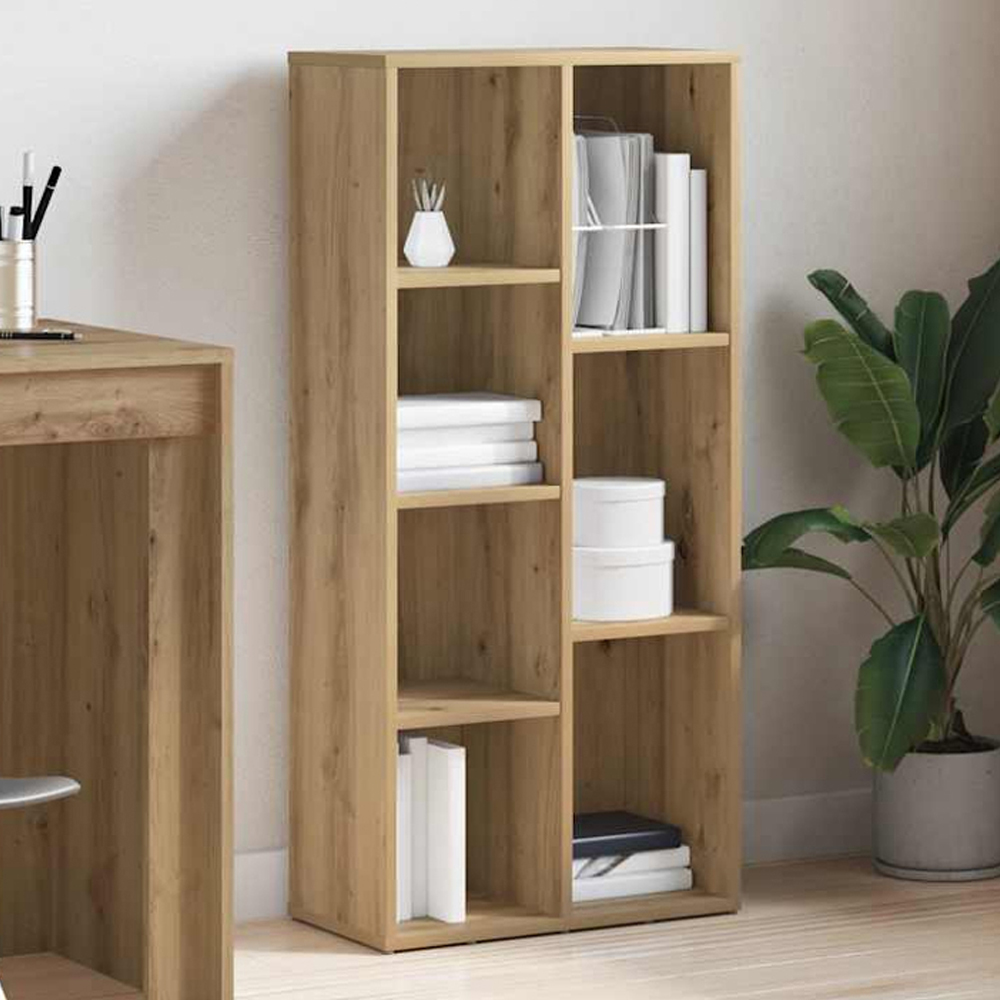 vidaXL 7 Shelf Artisanal Oak Bookcase Image 1
