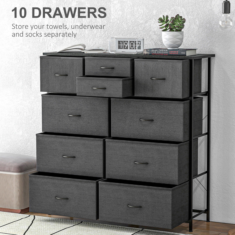 Portland 10 Drawer Black Chest of Drawers Image 4