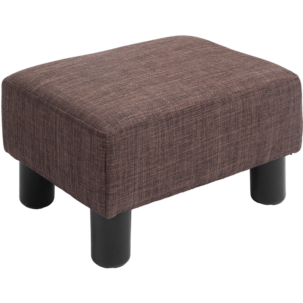 HOMCOM Small Brown Linen Fabric Footstool Image 2