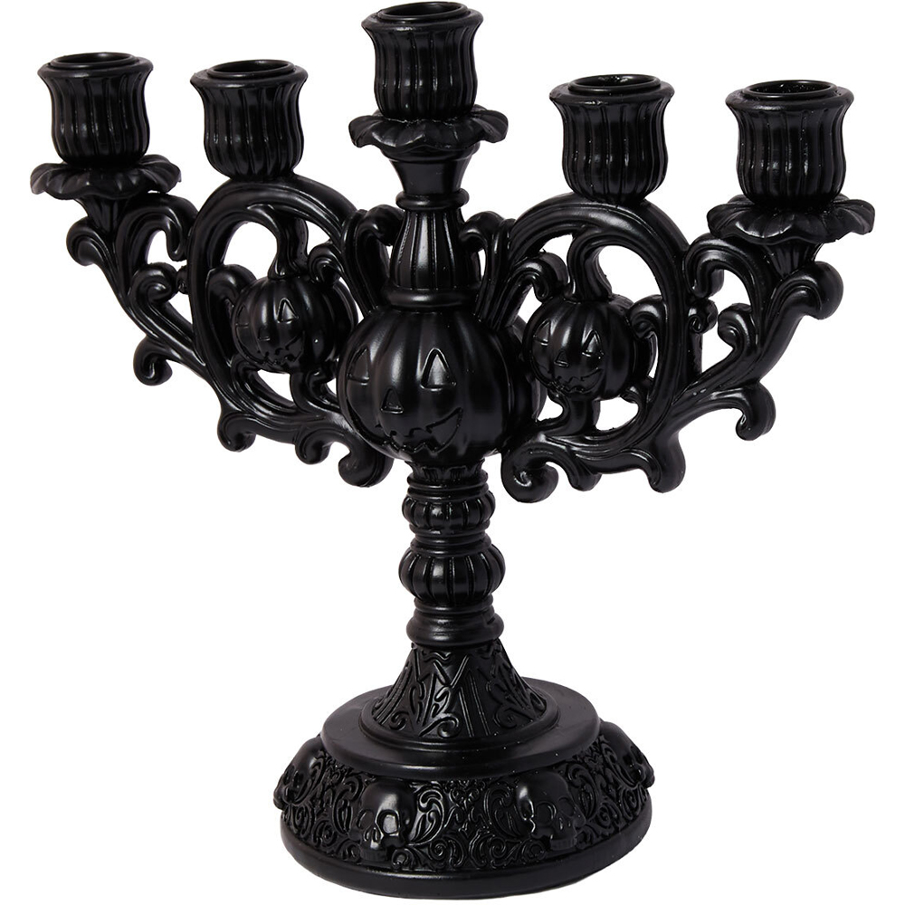 Pumpkin Halloween Candle Holder Black Image 2