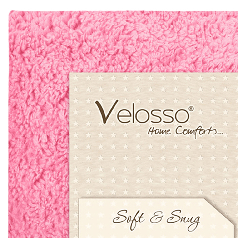 Velosso Double Deep Blush Teddy Fleece Fitted Sheet Image 3