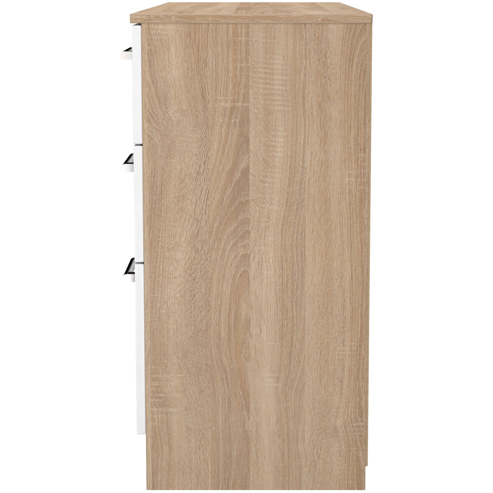 Crowndale Devon 6 Drawer Matt White and Bardolino Oak Wide Chest of Drawers Ready Assembled Image 3
