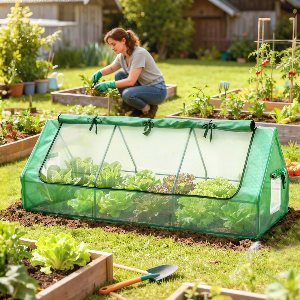 Outsunny 3 x 7.9ft Green PE Cover Portable Small Polytunnel Greenhouse Image 2