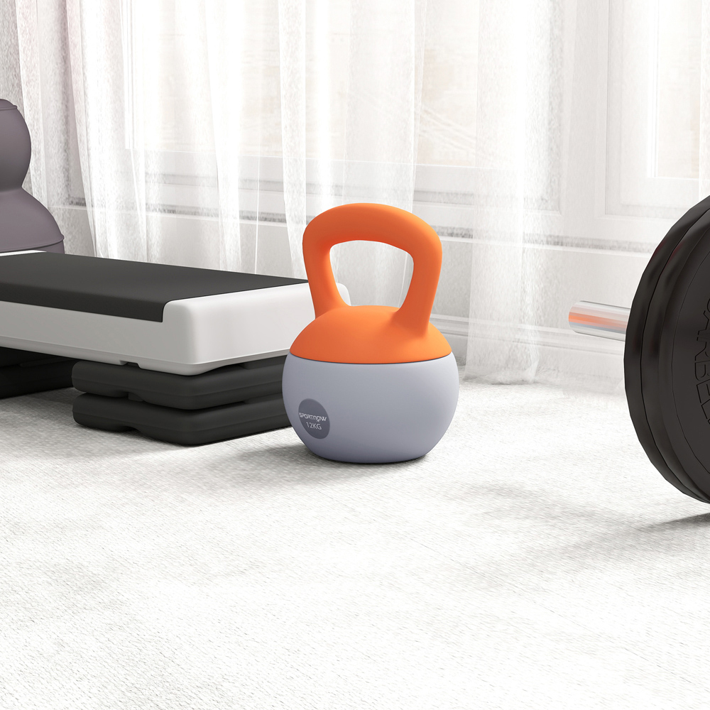 SPORTNOW Orange and Grey Kettlebell with Soft Body and Non-Slip Handle 12kg Image 4