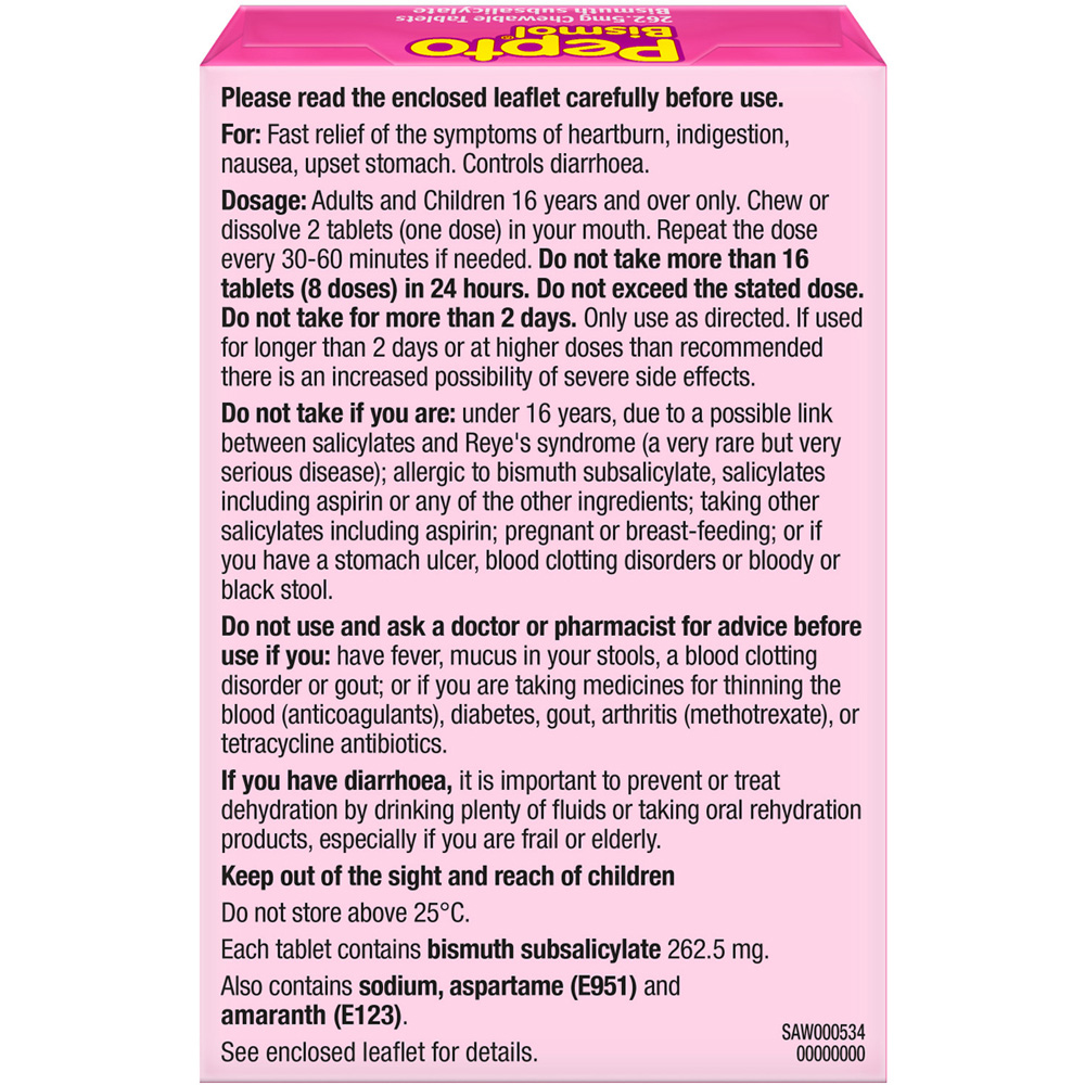 Pack of 12 Pepto Bismol Chewable Tablets Image 2