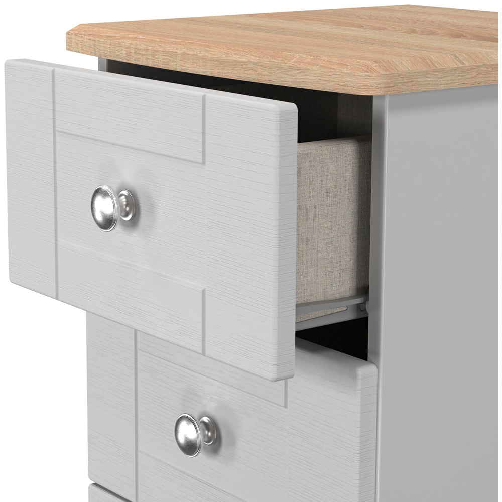 Crowndale Sussex 5 Drawer Grey Ash and Bardolino Oak Tall Bedside Cabinet Ready Assembled Image 6