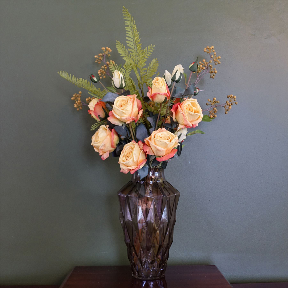 Botanik Brown Geometric Glass Vase 30cm Image 2